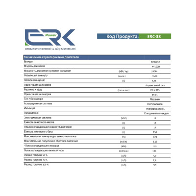 Дизельний генератор ERK Power ERC-38, 31000 W