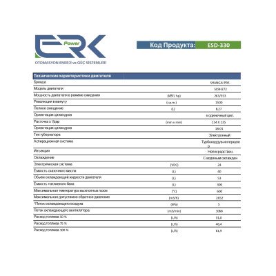 Дизельний генератор ERK Power ESD-330, 237000 W Дизельний генератор ERK Power ESD-330, 237000 W
