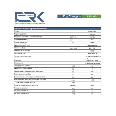 Дизельний генератор ERK Power ESD-375, 300000 W Дизельний генератор ERK Power ESD-375, 300000 W